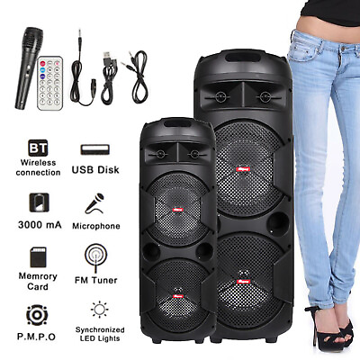 5000W Portable Bluetooth Speaker Sub woofer Heavy Bass Sound System Party Mic