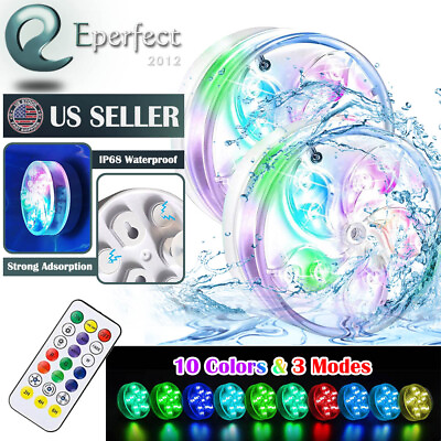 #ad 2 10 PCS Swimming Pool Lights RGB LED Bulb Underwater Color Vase Decor amp; Remotes