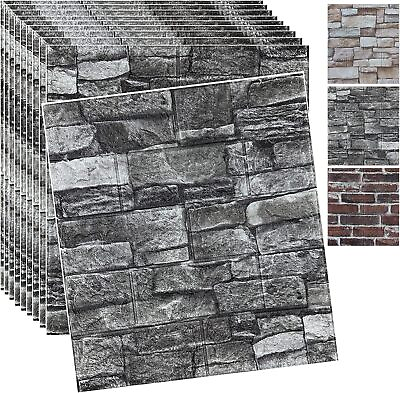 #ad 10 Pcs 3D Tile Brick Wall Sticker Self adhesive Foam Panel Wallpaper 38*35