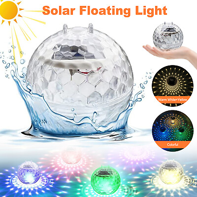 #ad Outdoor Solar LED Floating Light Garden Pond Pool Lamp Rotating RGB Color Change