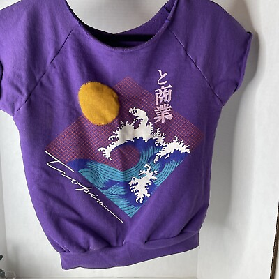 Vintage Tropix 70’s 80’s Purple Cutoff Sweatshirt Shirt Size M Flash Dance Style