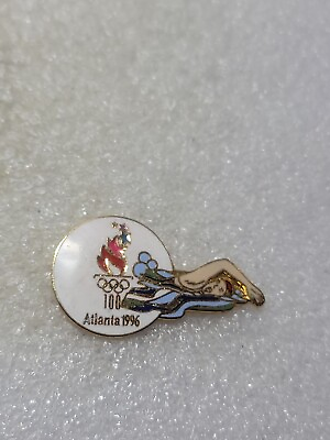 #ad Swimming Atlanta 1996 Olympics Enamel Lapel Pin Single Post Clutch Back VTG
