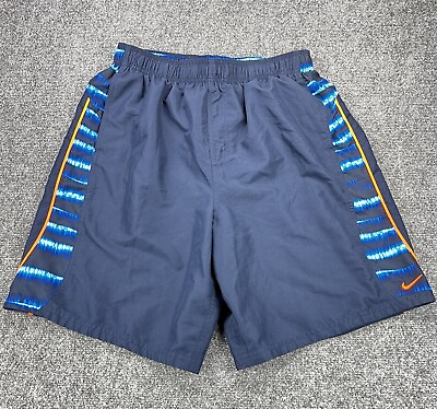 #ad NIKE Swim Shorts Mens Large Blue Swimming Board Lined Trunks Surf Beach