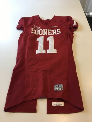 #ad Game Worn Used Oklahoma Sooners OU Nike Football Jersey Size 42 #11 Westbrook