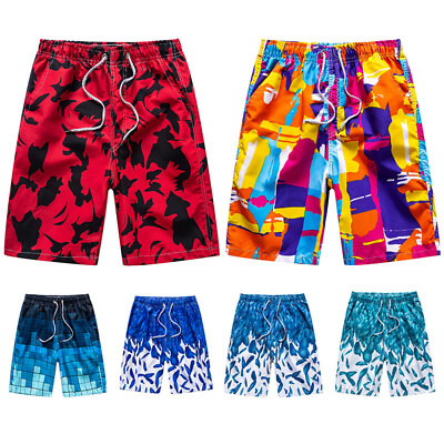 #ad Men Swim Trunks Cargo Swimming Beach Shorts Swimwear Boho Bathing Suit