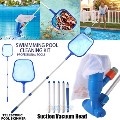 Portable Swimming Pool Pond Spa Jet Vacuum Cleaner Suction Head Net Cleaning Kit
