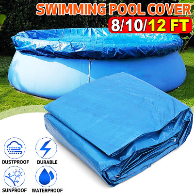 #ad #ad 8 12ft Round SWIMMING POOL Cover Tarp Easy Fast Set Rope Above Ground Protector