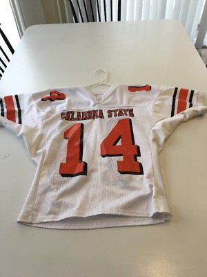 #ad Game Worn Used Oklahoma State Cowboys Football Jersey #14 Sports Belle S M