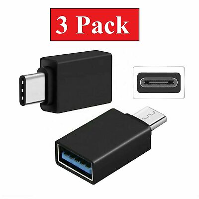 3 Pack USB C 3.1 Male to USB A Female Adapter Converter OTG Type C Android Phone