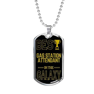 Best Gas Station Attendant In The Galaxy Necklace Stainless Steel or 18k Gold Do