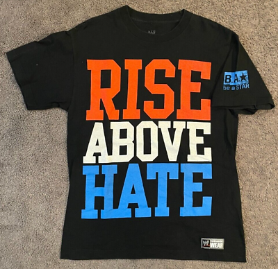 Men#x27;s WWE Authentic John Cena Rise Above Hate Hustle Loyalty Respect Shirt