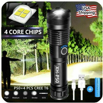 Super Bright LED Tactical Flashlight Torch With Rechargeable Battery