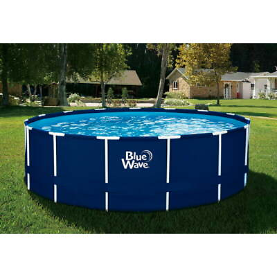 #ad #ad 18 Ft round 52 In Navy Blue Frame above Ground Swimming Pool Package with Cover