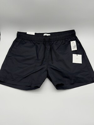 #ad #ad NWT Men’s Crinkle Nylon Swim Shorts Onia Solid Black shorts 7quot; Size XL $130