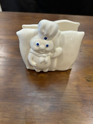 #ad Pillsbury Doughboy Ceramic Napkin Holder 1988 Vintage Flour Bags