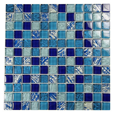 #ad Glass Swimming Pool Tile Splash Shower Bathroom Wall Waterline Backsplash Blue