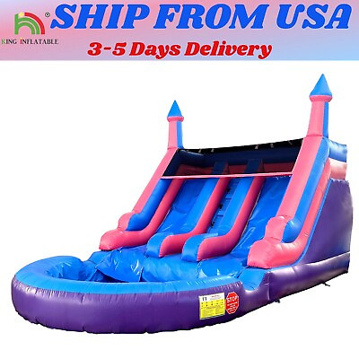 #ad Big Inflatable Double Water Slides with Splash Pool Outdoor Fun for Kids Adult