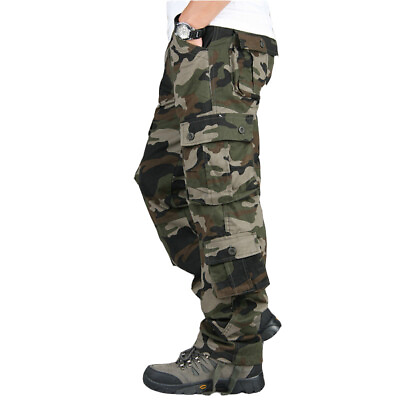 #ad US Men#x27;s Cargo Pants 100% Cotton Work Trousers Tactical Combat Outdoor Pant