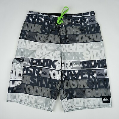 #ad QUIKSILVER Board Shorts Unlined Swimming Trunks Cargo Pocket Men#x27;s Size 28