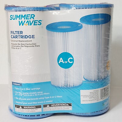 #ad Summer Waves Type A C Swimming Pool Pump Filter Cartridge Pack of 2