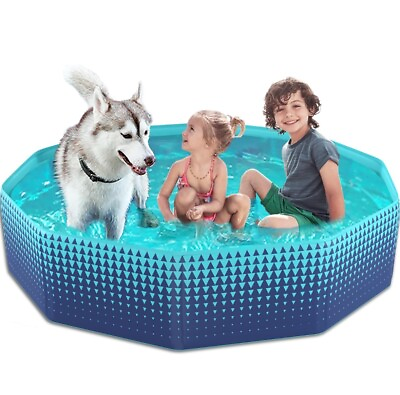 #ad Foldable Dog Kiddie Pool Hard Plastic Kids Paddling Pool Toddler For Kids 63in