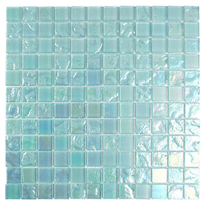 #ad Glass Swimming Pool Tile Beachwalk 1x1 Grid Shower Wall Spa Backsplash Turquoise