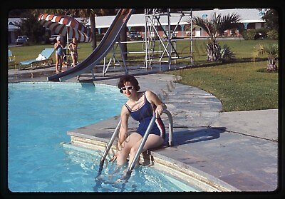 Woman Swimsuit Sunglasses Swimming Pool Slide 1960s Slide 35mm
