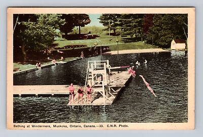 #ad Muskoka Ontario Canada Lake Swimming At Windermere Antique Vintage Postcard