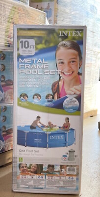 #ad NEW Intex 28201EH 10#x27;x 30quot; Outdoor Metal Frame Above Ground Swimming Pool