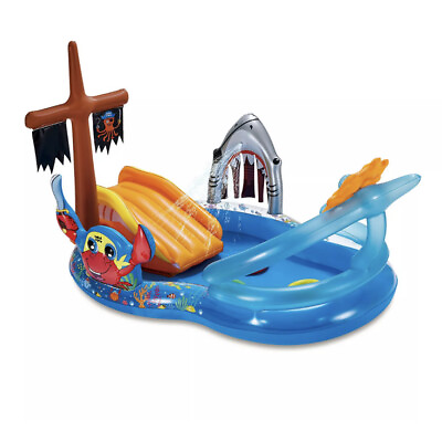 NIB Summer Waves Pirate Ship Kids Swim Center Inflatable Swimming Pool Slide