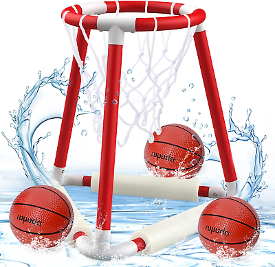 #ad Pool Baskerball Hoop Floating Basketball Hoop for Pool with 3 Pool Balls Pump