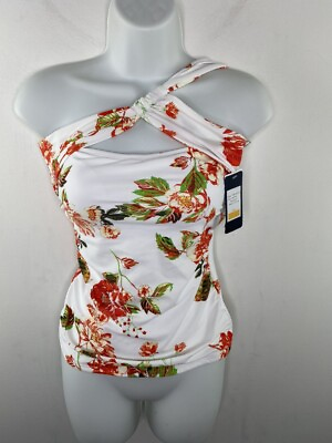 #ad #ad Rachel Roy One Shoulder Floral Tankini Swim Top Size S