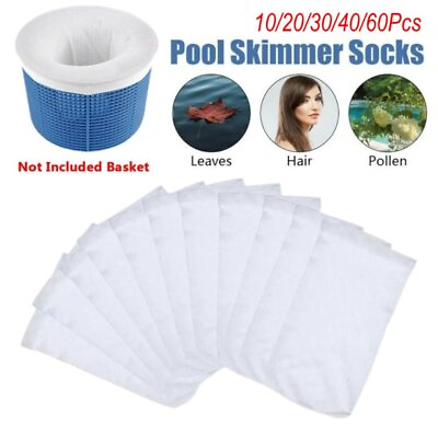 #ad 10 60Pcs Pool Skimmer Socks Filter Replacement Savers for Basket Swimming Pool