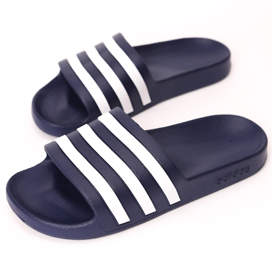 #ad Adidas Adilette Striped Slip On Rubber Aqua Slide Sandals Navy Men#x27;s Size 12