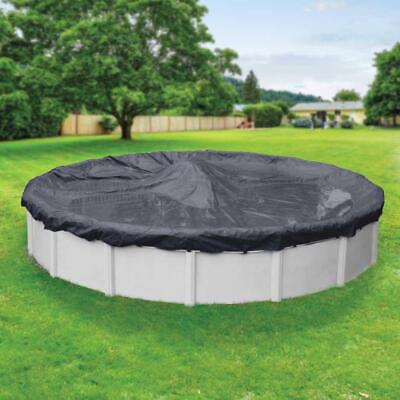 #ad Pool Mate Winter Pool Cover 28#x27; Solid Polyethylene Round Lightweight Navy Blue