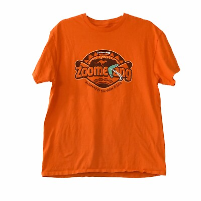 #ad Mens Orange T Shirt Cotton Graphic Zoomerang Crew Neck Pullover Short Sleeve M