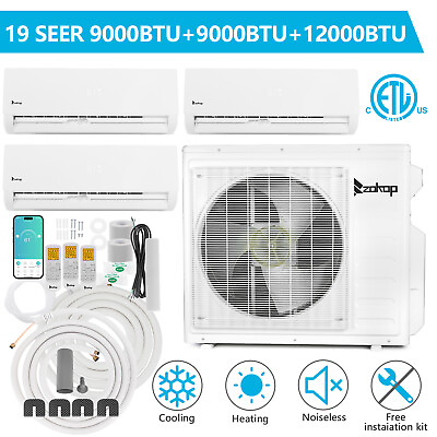 #ad 27000 BTU Tri Zone 4in1 Ductless Mini Split Air Conditioner and Heat Pump WIFI