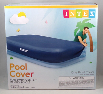 #ad NEW INTEX Rectangular Pool Cover 120”x72” Navy snug fit no stakes needed