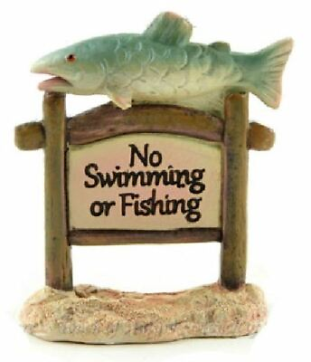 Miniature #x27;No Swimming or Fishing#x27; Sign Lake Sign Fairy Garden Accessory
