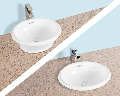 Romano 18#x27;#x27;x15#x27;#x27; Oval Above Counter Bathroom Vessel Sink Counter Top Art Basin