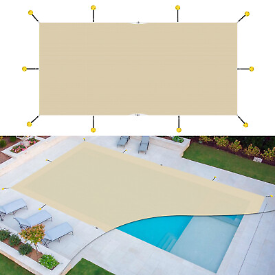 #ad Winter Pool Cover Rectangle Heavy Duty Safety Inground Swimming Pool Cover Beige