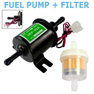 #ad Inline Fuel Pump Filter 12v Electric Transfer Low Pressure Gas Diesel HEP 02A