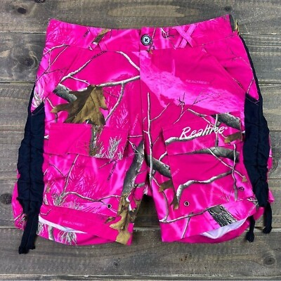 RealTree Pink Camo Swimming Fishing Cargo Board Shorts Size Medium