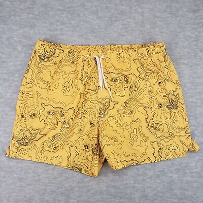 #ad #ad Bearbottom Swim Trunks Mens 2XL Yellow Topography Swimsuit Beach Shorts Adult