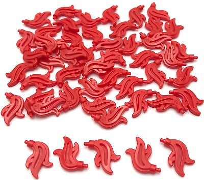 #ad Lego 50 New Red Minifigure Plumes Feathers Triple Compact Flame Water Parts