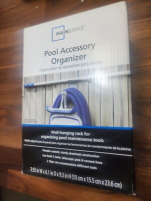 #ad NEW Mainstays Swimming Pool Accessory Organizer Black Powder Coated Aluminum