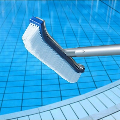 #ad 18quot; Inground Swimming Pool Brush With Aluminium Handle Plastic Wall Floor Brush