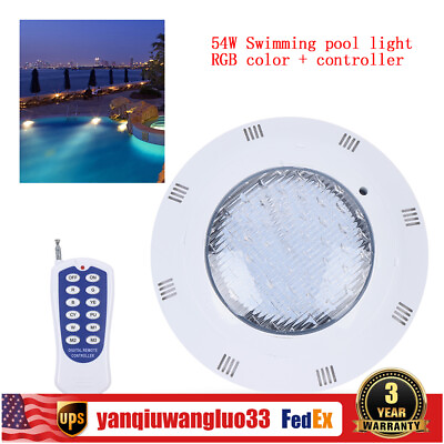 #ad RGB Swimming Pool Lights 12V AC 54W ABS LED Spa Waterproof Lamp Underwater Lamp