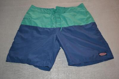 34977 a Mens Vineyard Vines Board Shorts Swimming Size 38 Blue Green Polyester