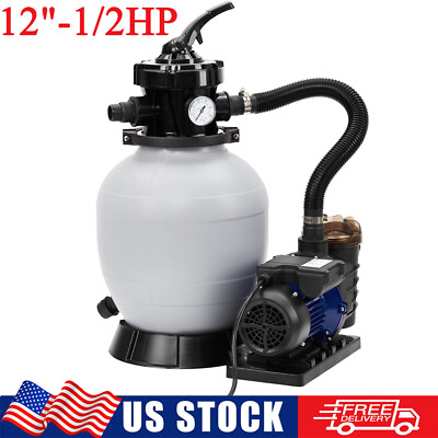 #ad 12quot; Sand Filter Above Ground with 1 2HP Pool Pump 2641GPH Flow Up to 8000Gallon